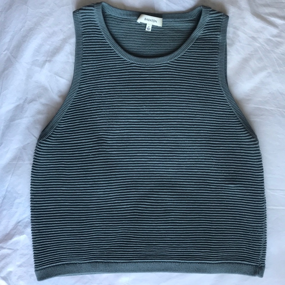 Aritzia Babaton teal blue ribbed knit tank size S - Picture 2 of 8